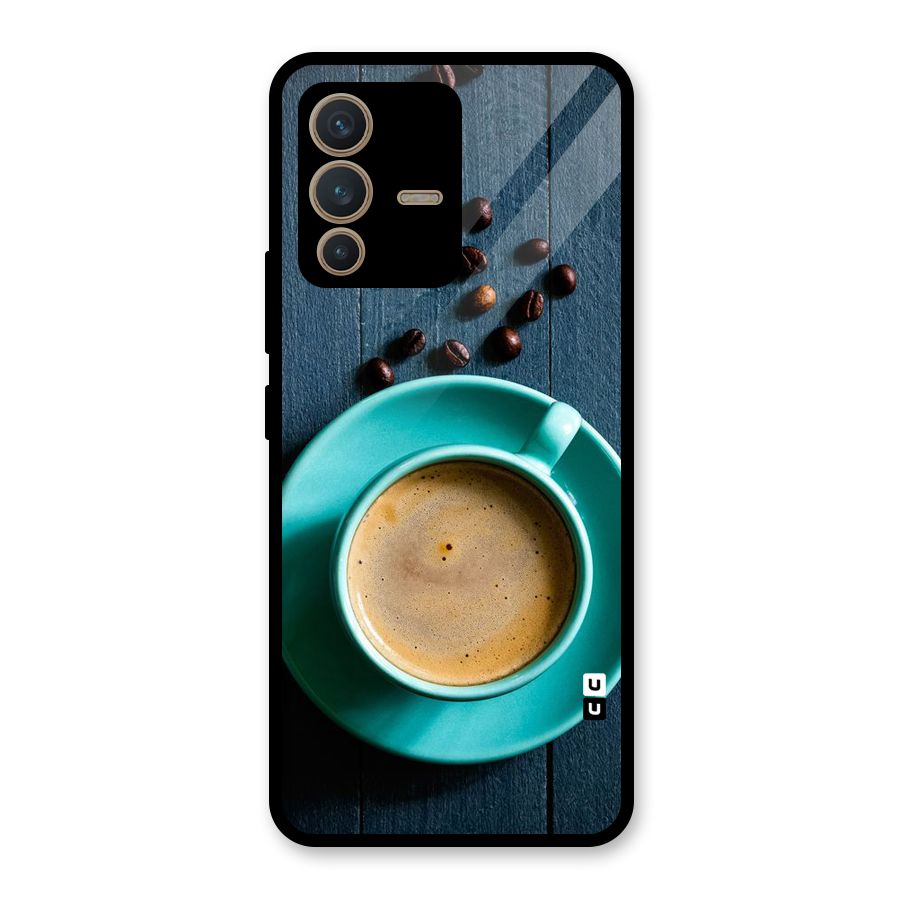 Coffee Beans and Cup Glass Back Case for Vivo V23 5G