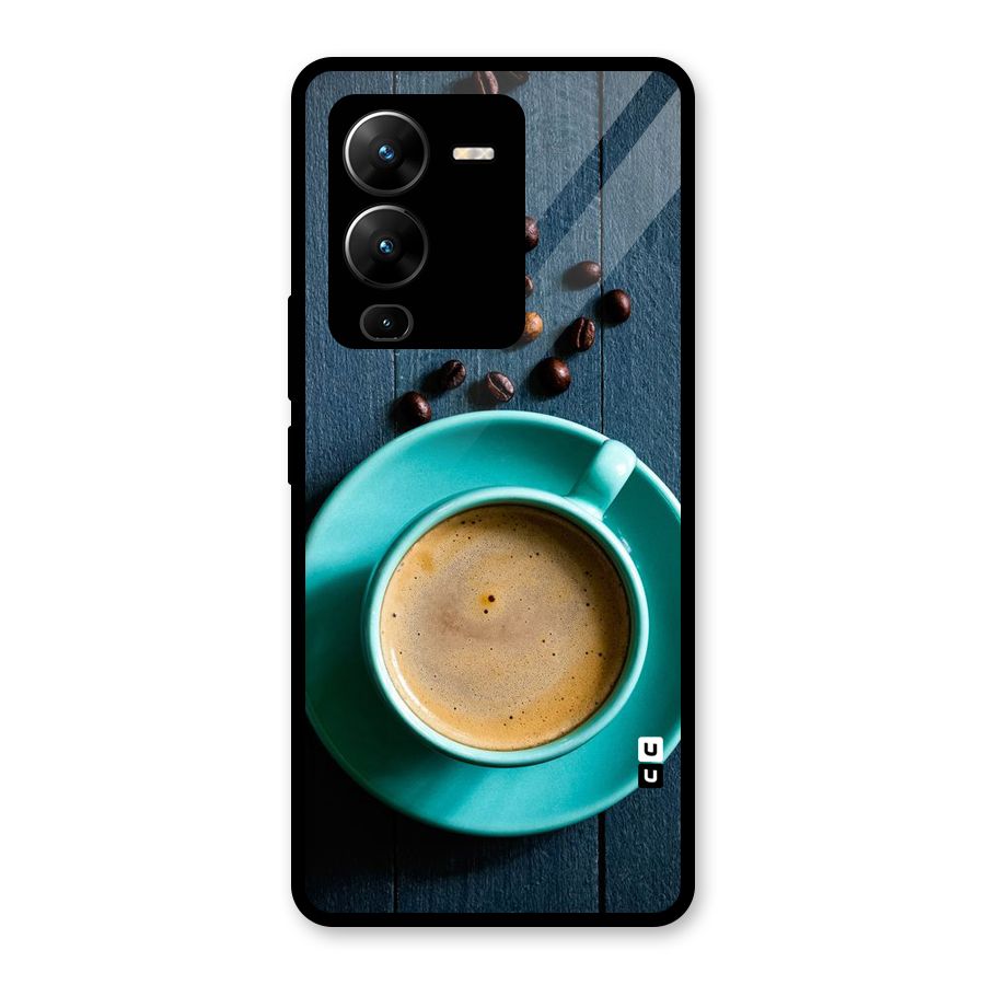 Coffee Beans and Cup Glass Back Case for Vivo V25 Pro