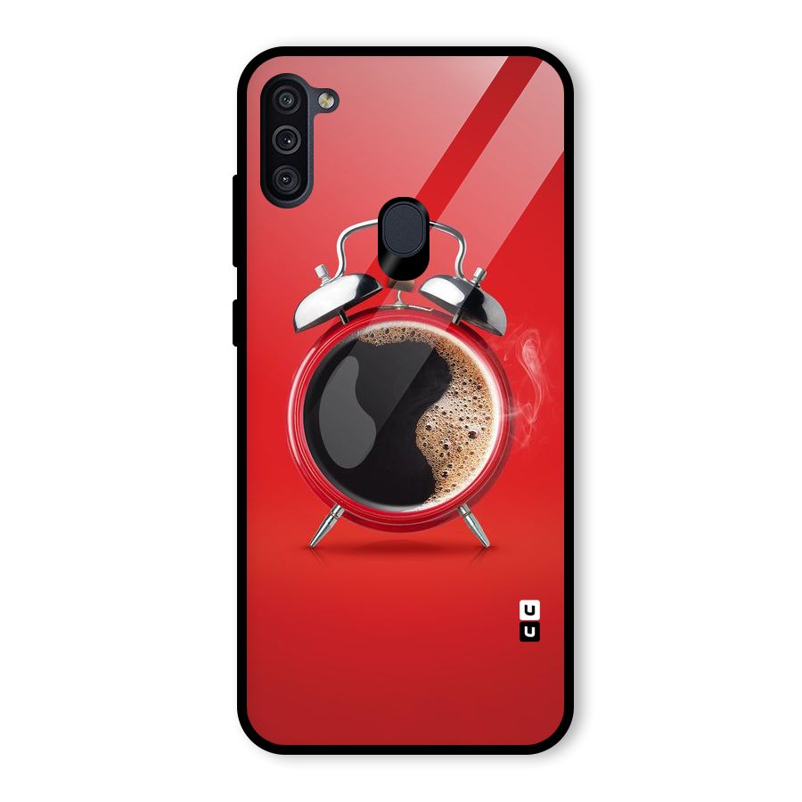 Coffee Clock Glass Back Case for Galaxy M11