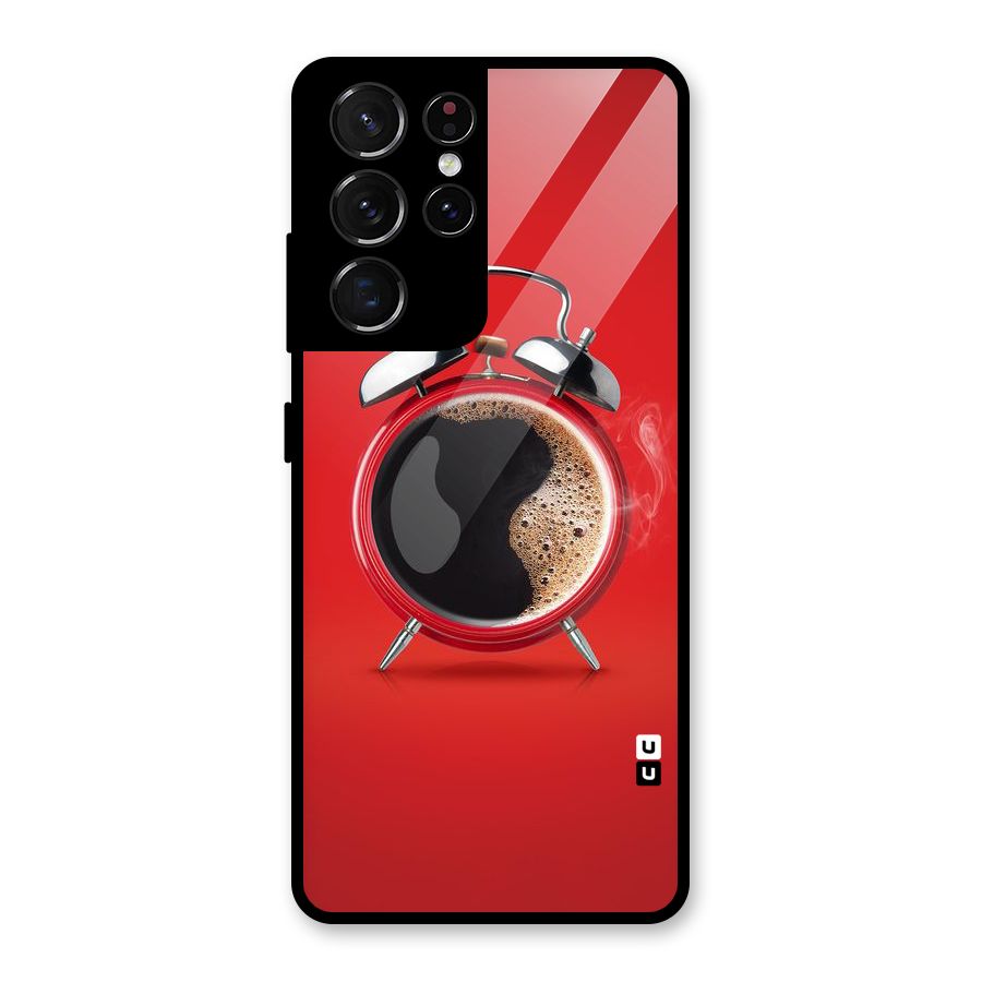 Coffee Clock Glass Back Case for Galaxy S21 Ultra 5G