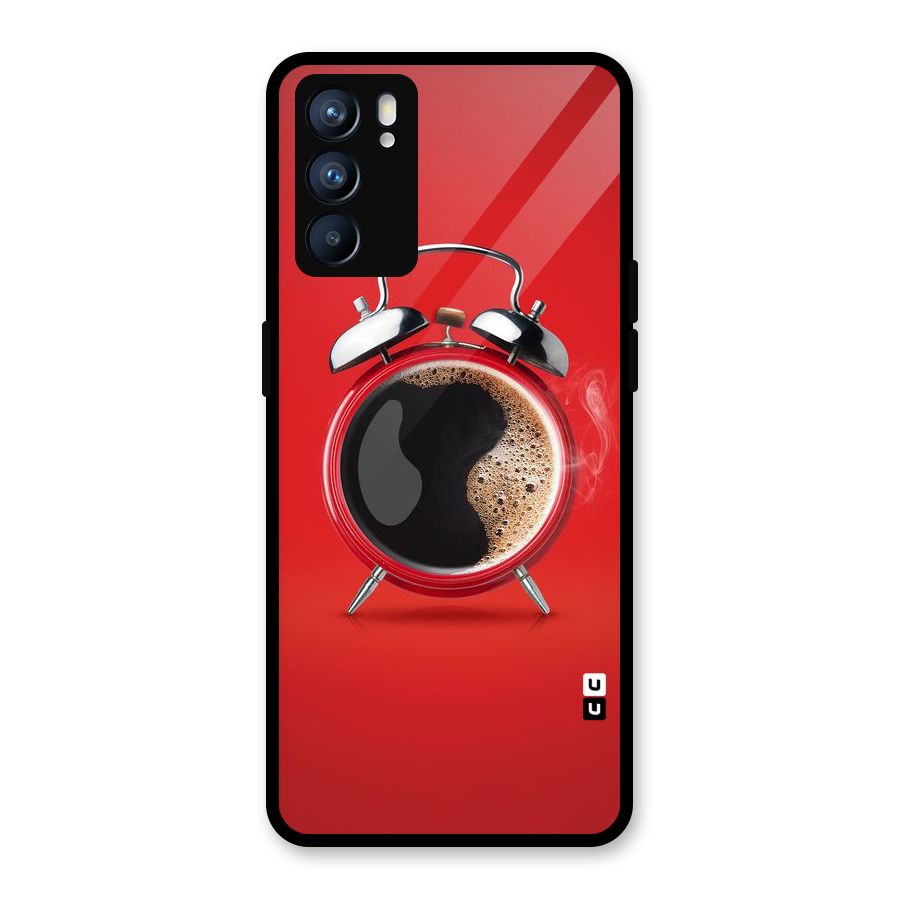 Coffee Clock Glass Back Case for Oppo Reno6 5G