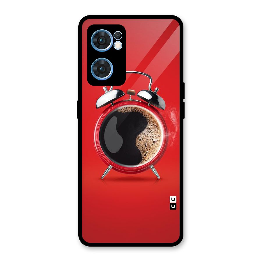 Coffee Clock Glass Back Case for Oppo Reno7 5G