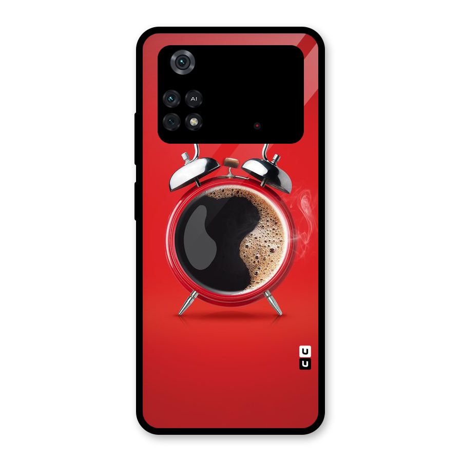 Coffee Clock Glass Back Case for Poco M4 Pro 4G