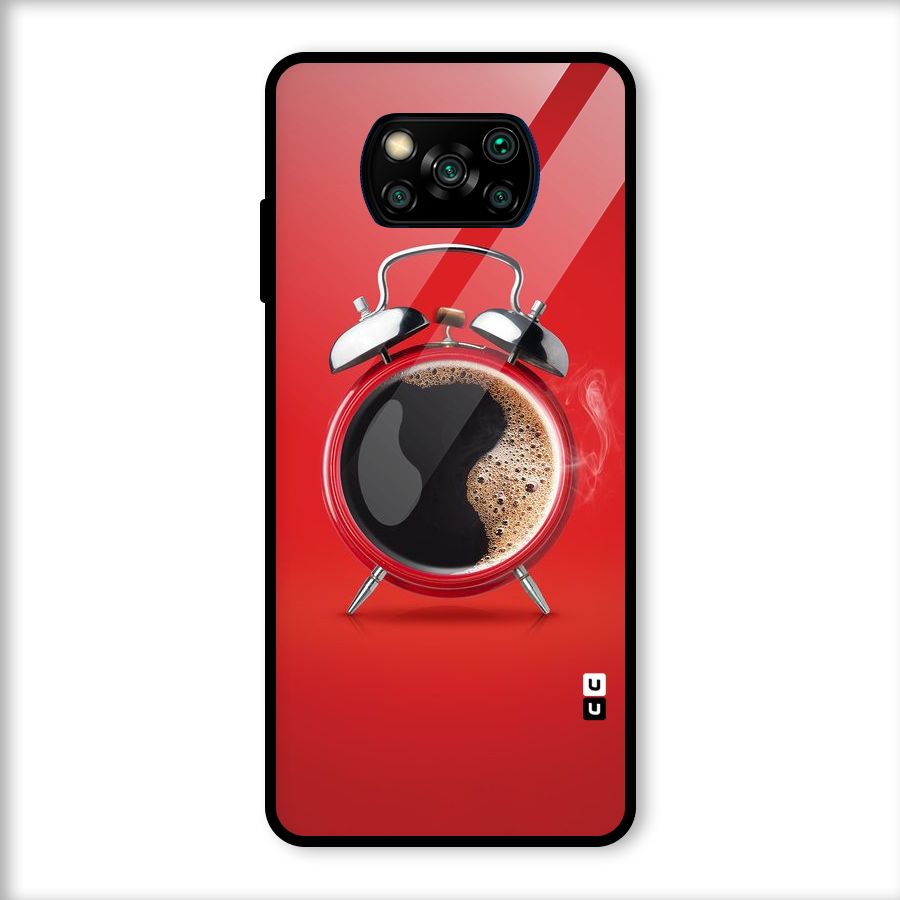 Coffee Clock Glass Back Case for Poco X3
