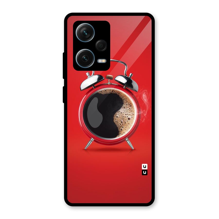 Coffee Clock Glass Back Case for Redmi Note 12 Pro Plus 5G