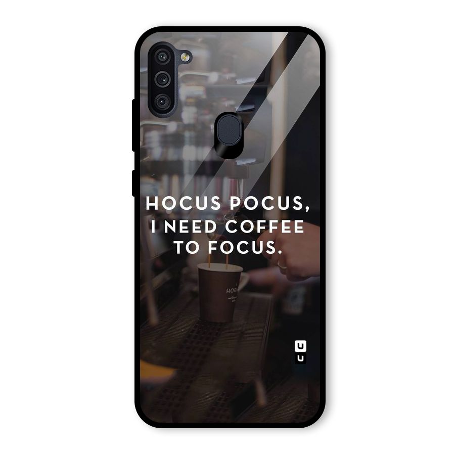 Coffee Focus Glass Back Case for Galaxy M11