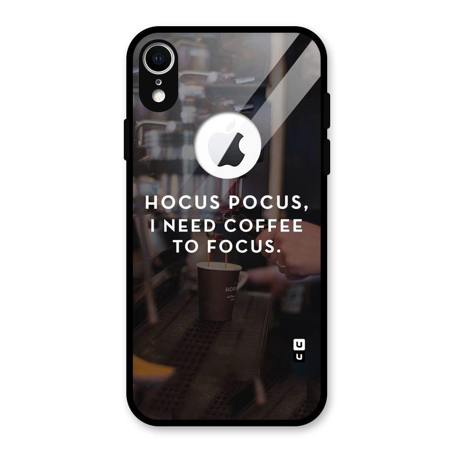 Coffee Focus Glass Back Case for iPhone XR Logo Cut