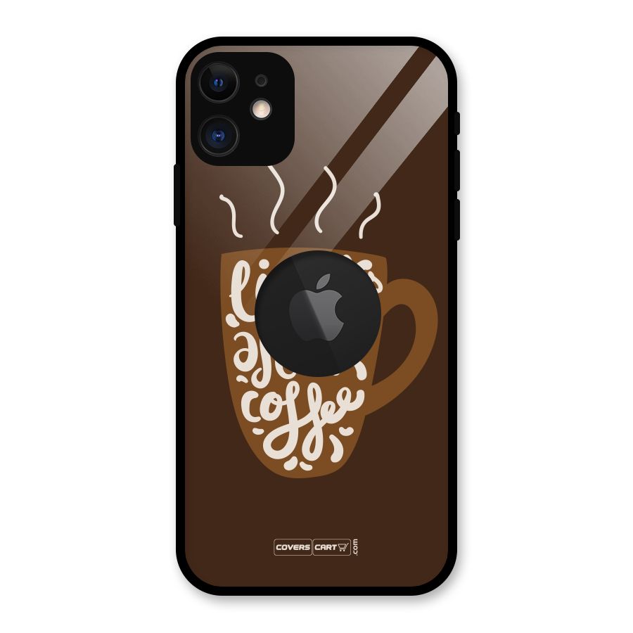 Coffee Mug Glass Back Case for iPhone 11 Logo Cut