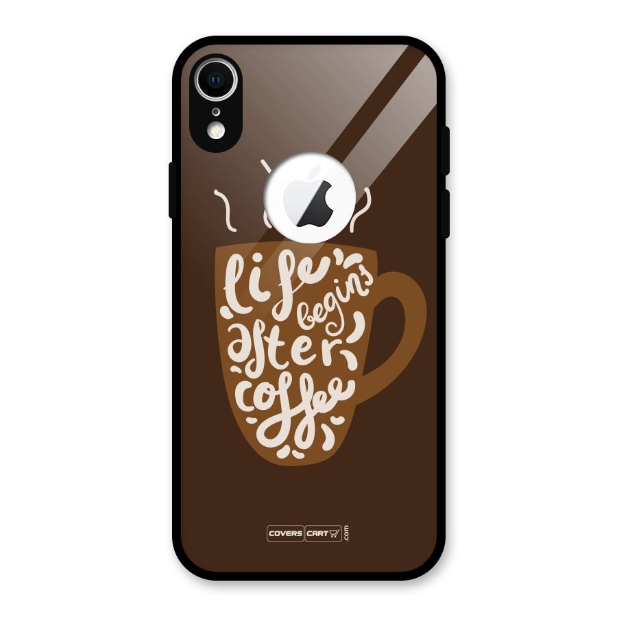 Coffee Mug Glass Back Case for iPhone XR Logo Cut