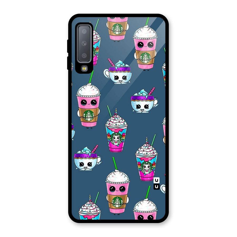 Coffee Mugs Glass Back Case for Galaxy A7 (2018)