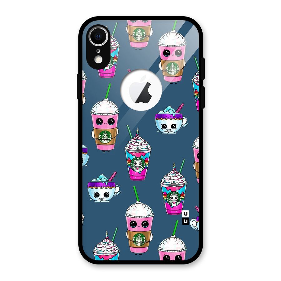 Coffee Mugs Glass Back Case for iPhone XR Logo Cut