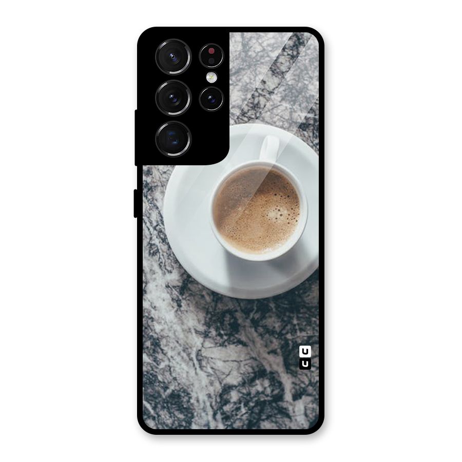 Coffee On Marble Glass Back Case for Galaxy S21 Ultra 5G