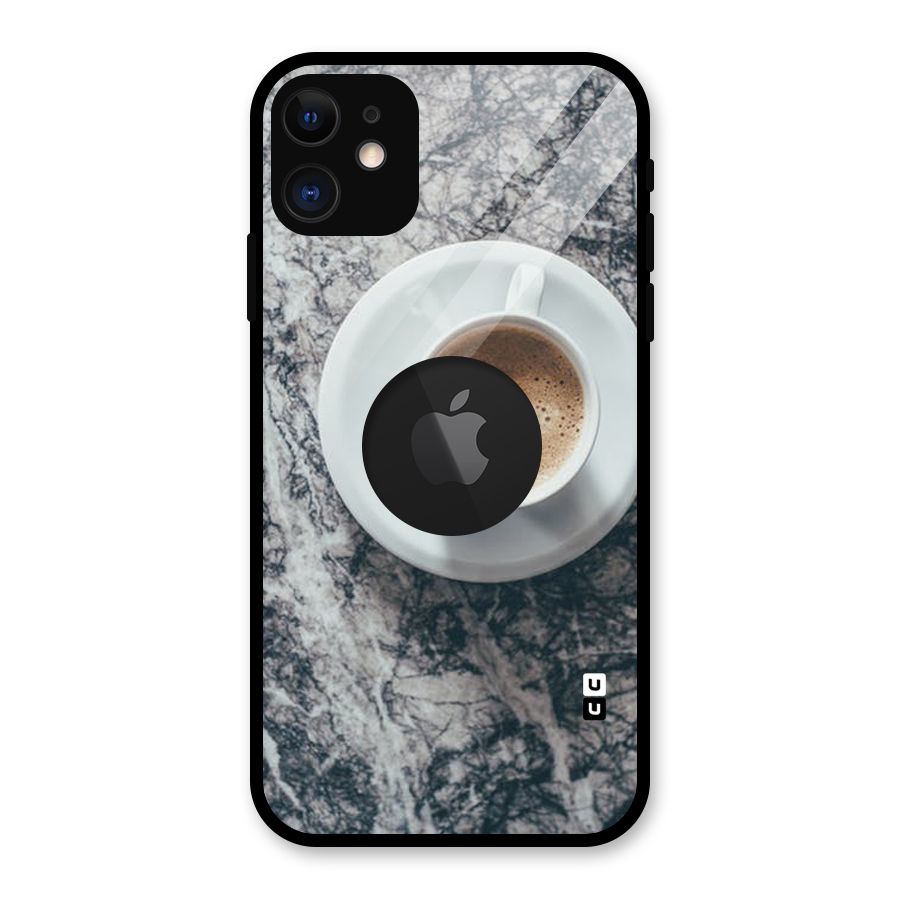 Coffee On Marble Glass Back Case for iPhone 11 Logo Cut