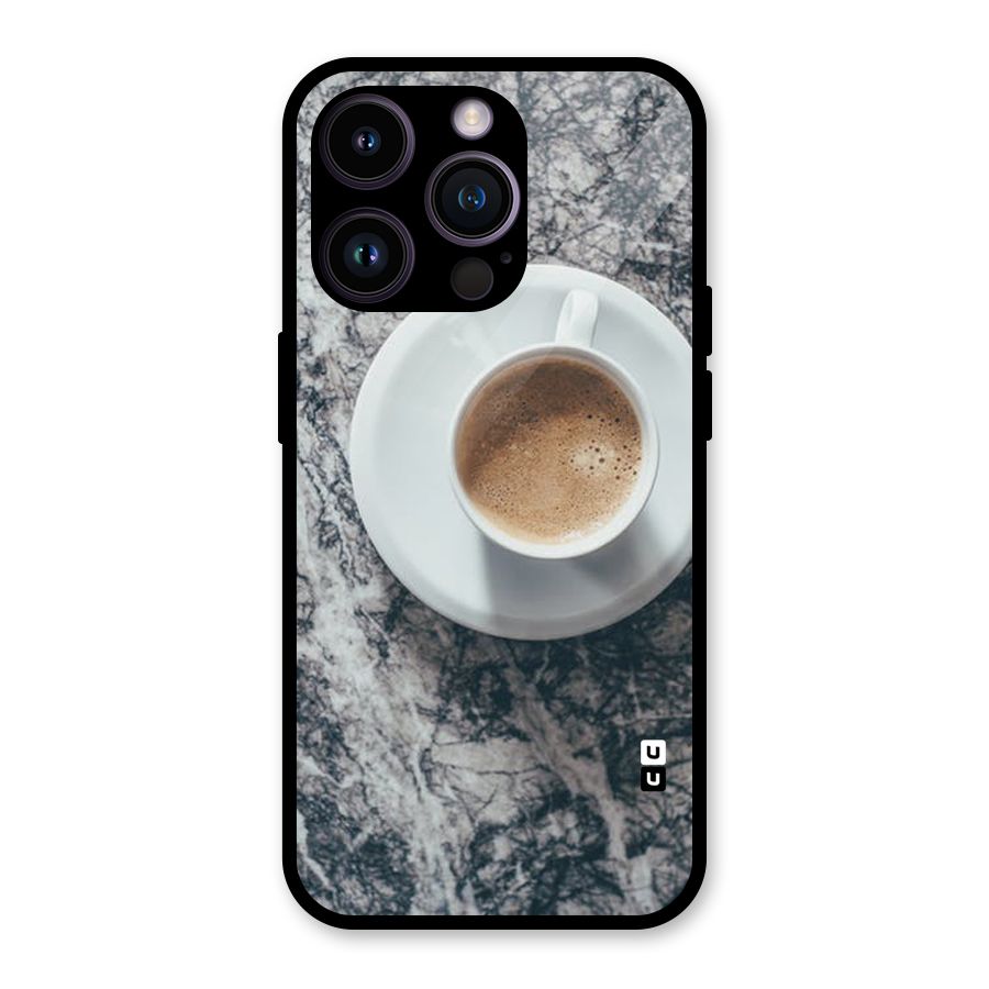 Coffee On Marble Glass Back Case for iPhone 14 Pro