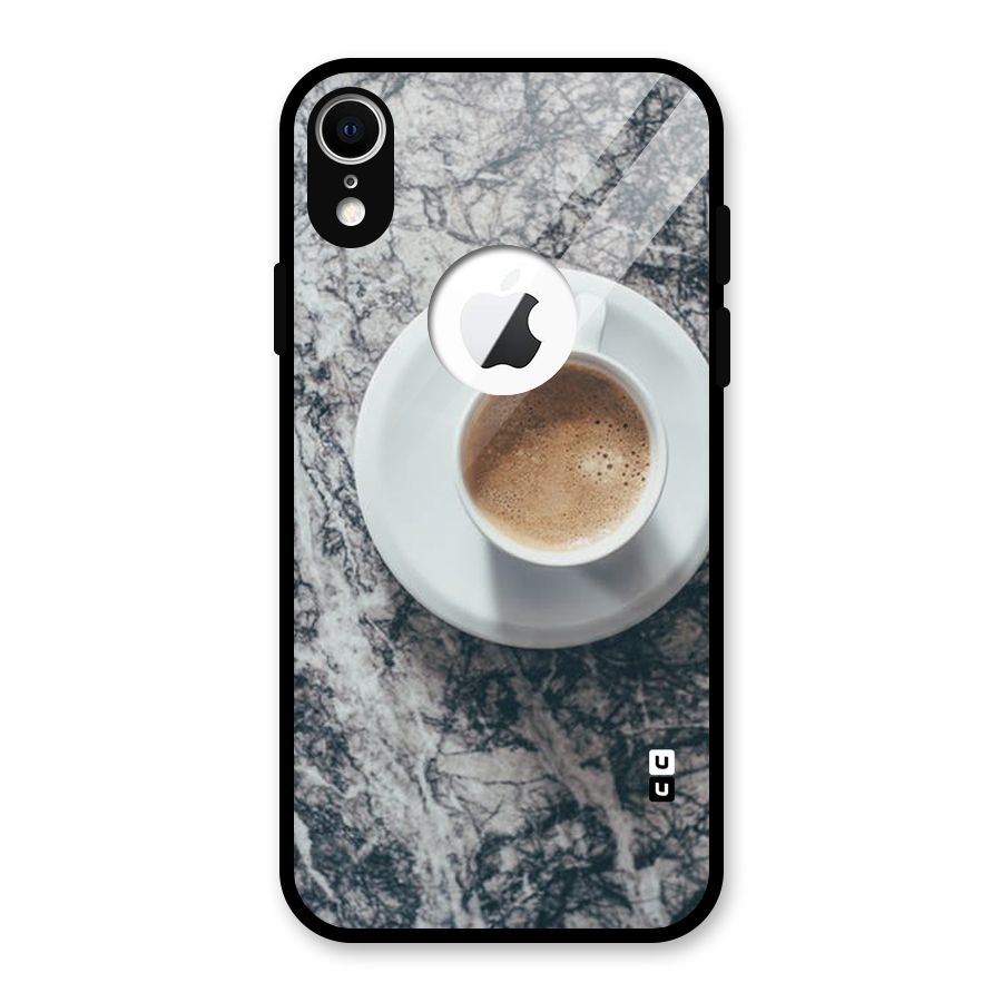 Coffee On Marble Glass Back Case for iPhone XR Logo Cut