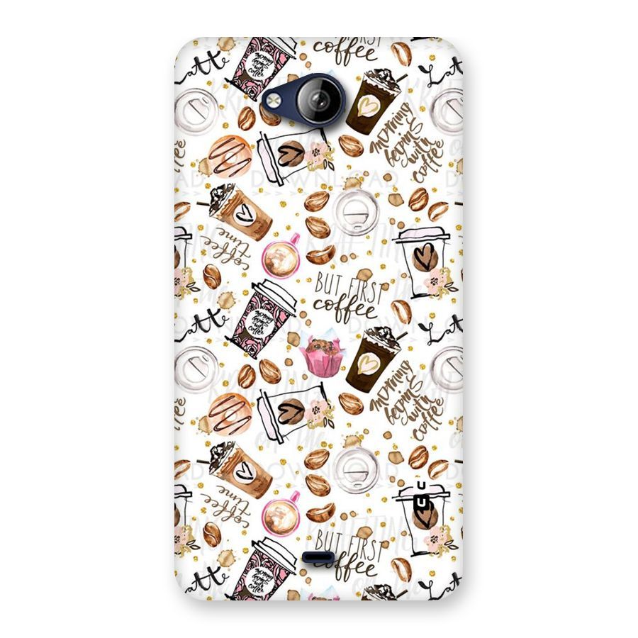 Coffee Pattern Back Case for Canvas Play Q355