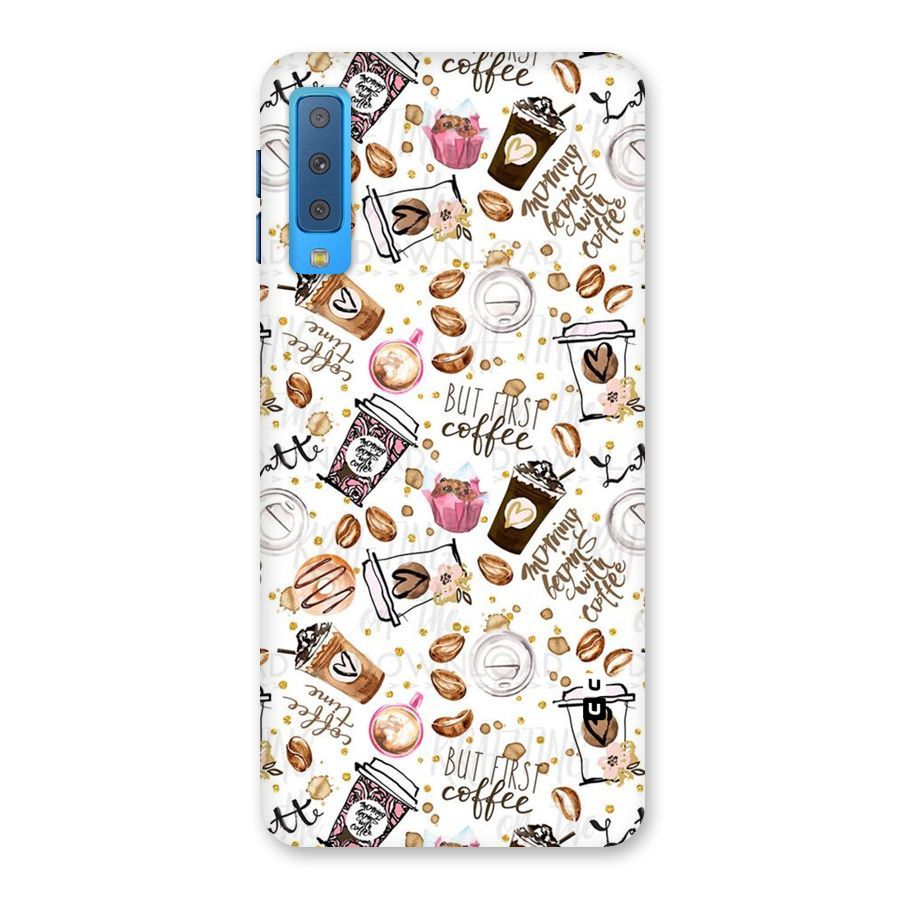 Coffee Pattern Back Case for Galaxy A7 (2018)