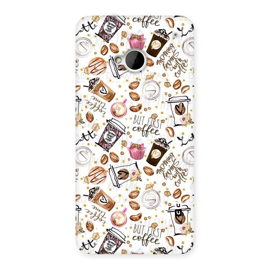 Coffee Pattern Back Case for HTC One M7