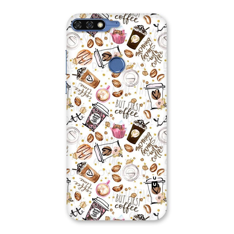 Coffee Pattern Back Case for Honor 7C