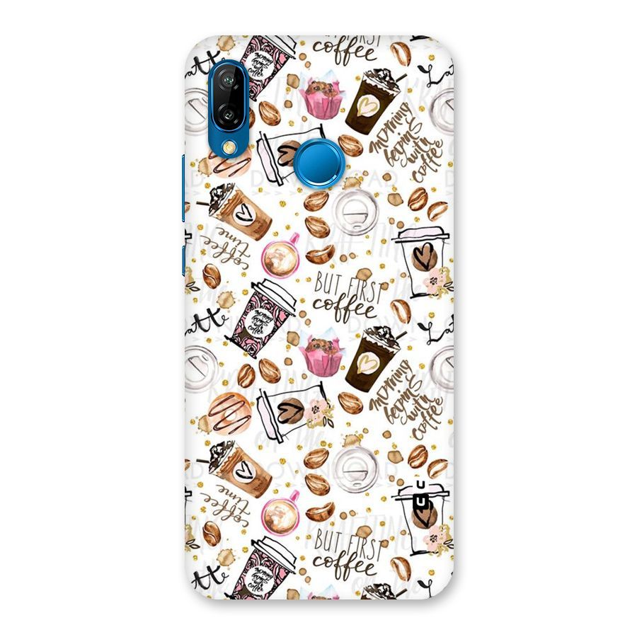 Coffee Pattern Back Case for Huawei P20 Lite