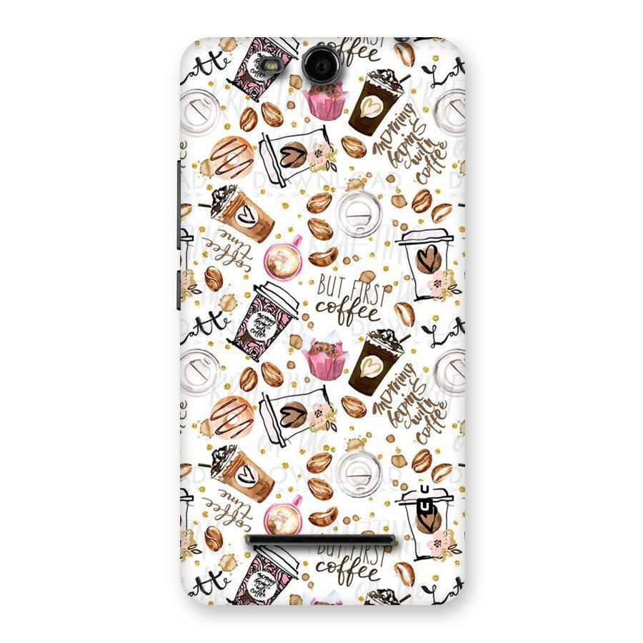 Coffee Pattern Back Case for Micromax Canvas Juice 3 Q392