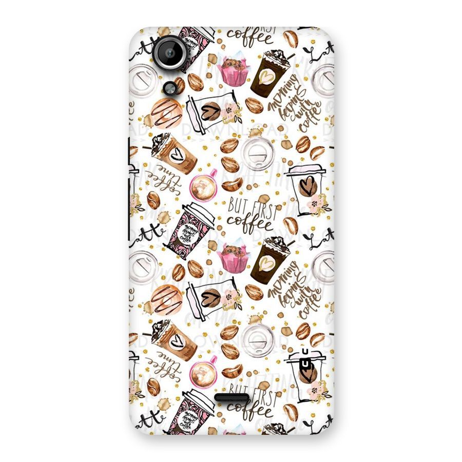 Coffee Pattern Back Case for Micromax Canvas Selfie Lens Q345