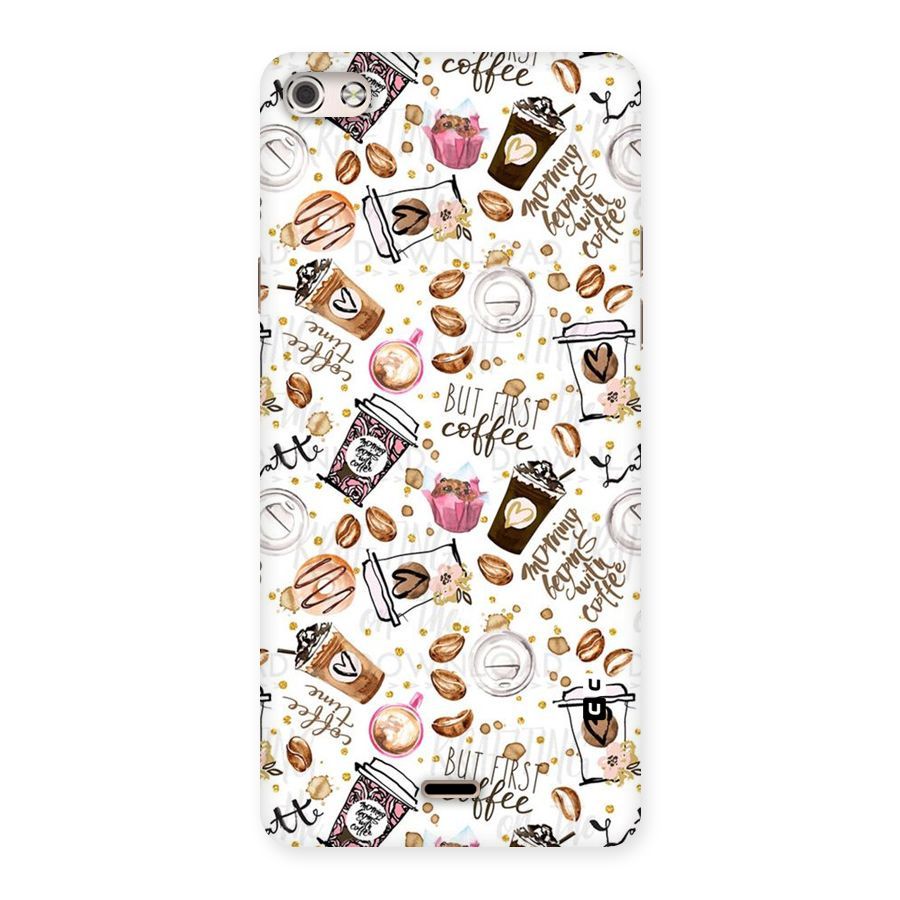 Coffee Pattern Back Case for Micromax Canvas Silver 5