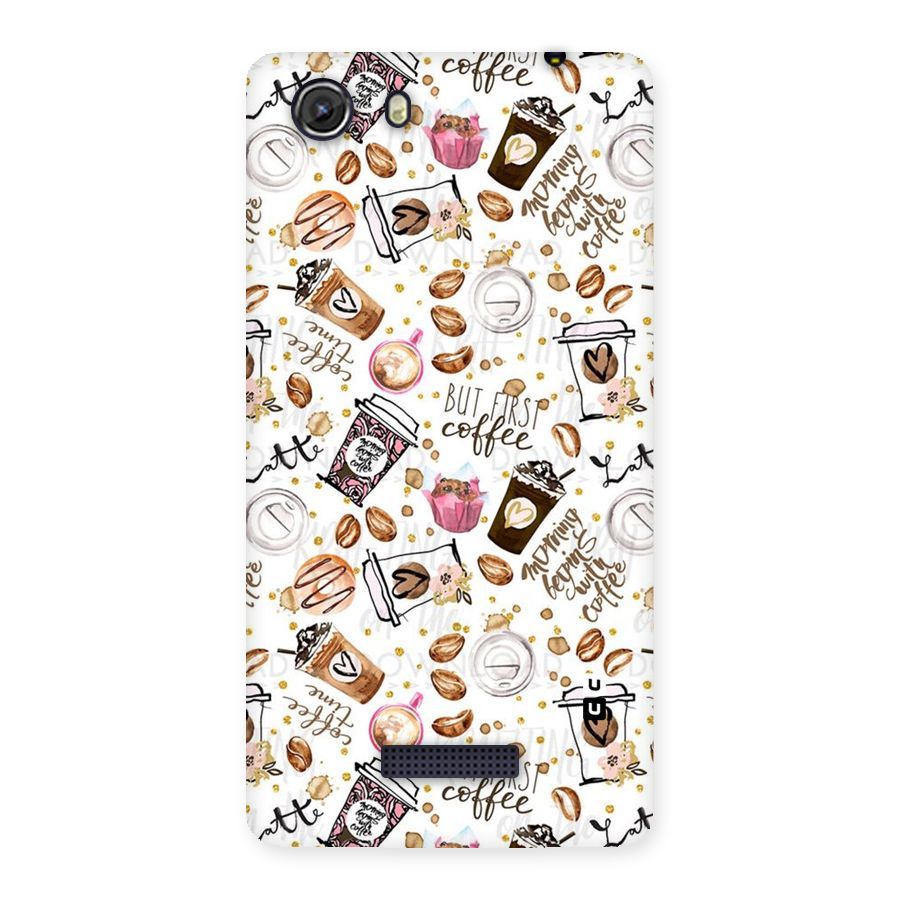 Coffee Pattern Back Case for Micromax Unite 3