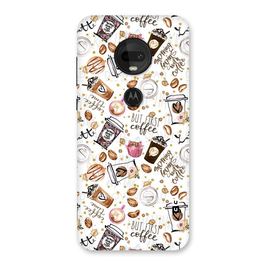 Coffee Pattern Back Case for Moto G7