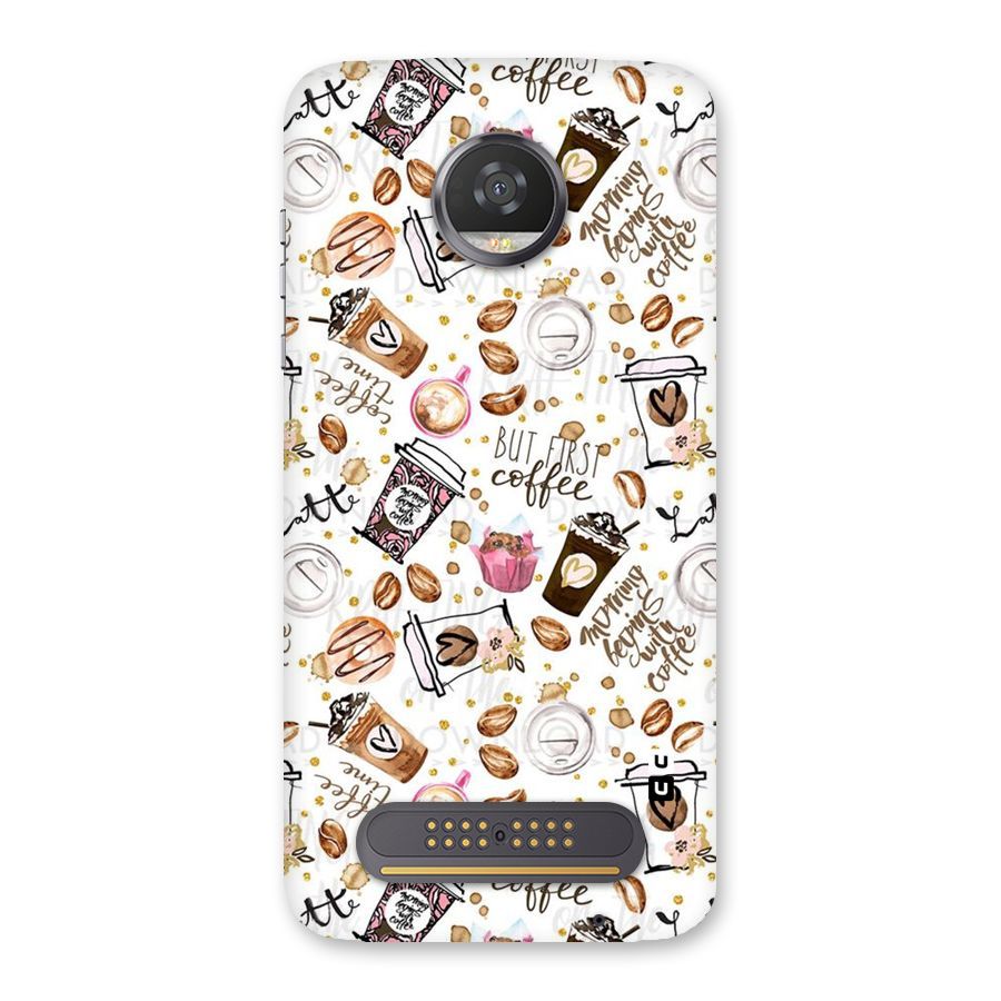 Coffee Pattern Back Case for Moto Z2 Play