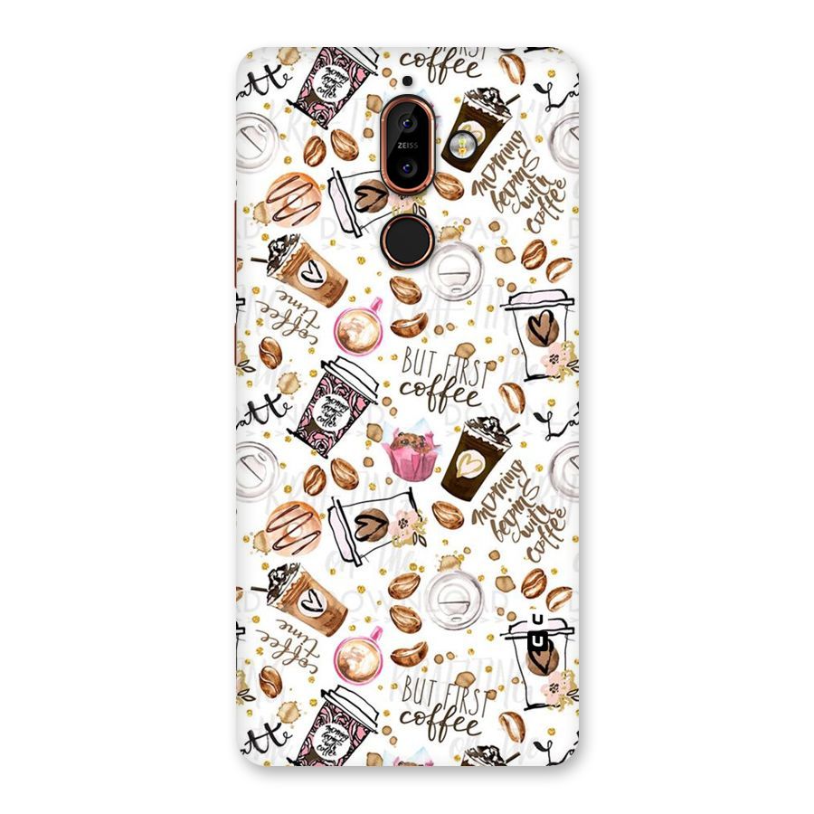 Coffee Pattern Back Case for Nokia 7 Plus