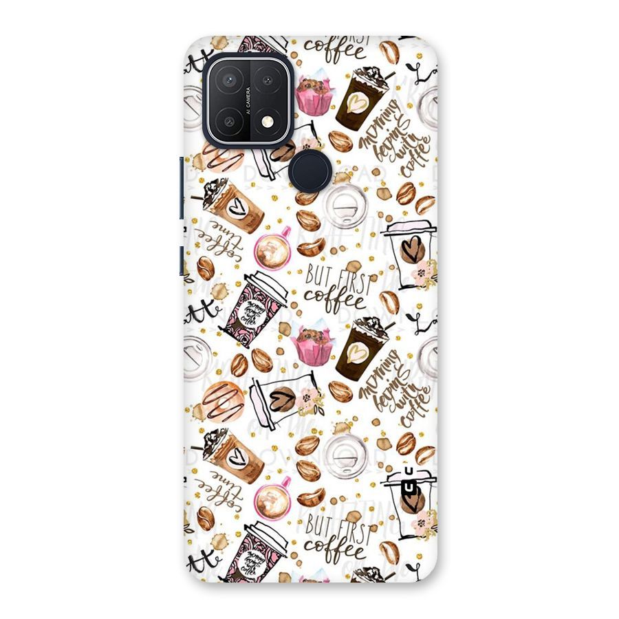Coffee Pattern Back Case for Oppo A15