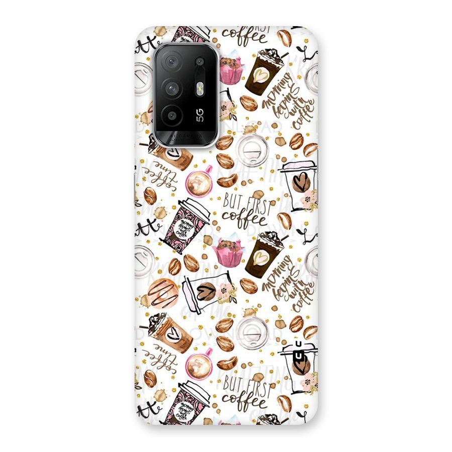 Coffee Pattern Back Case for Oppo F19 Pro Plus 5G