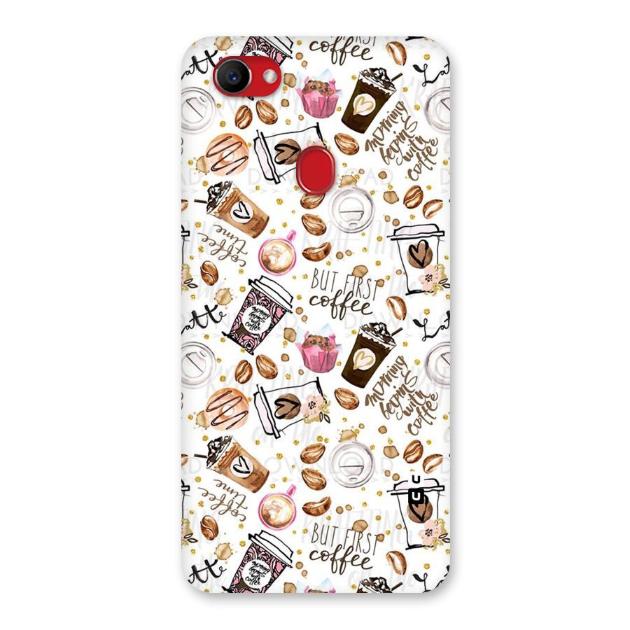 Coffee Pattern Back Case for Oppo F7