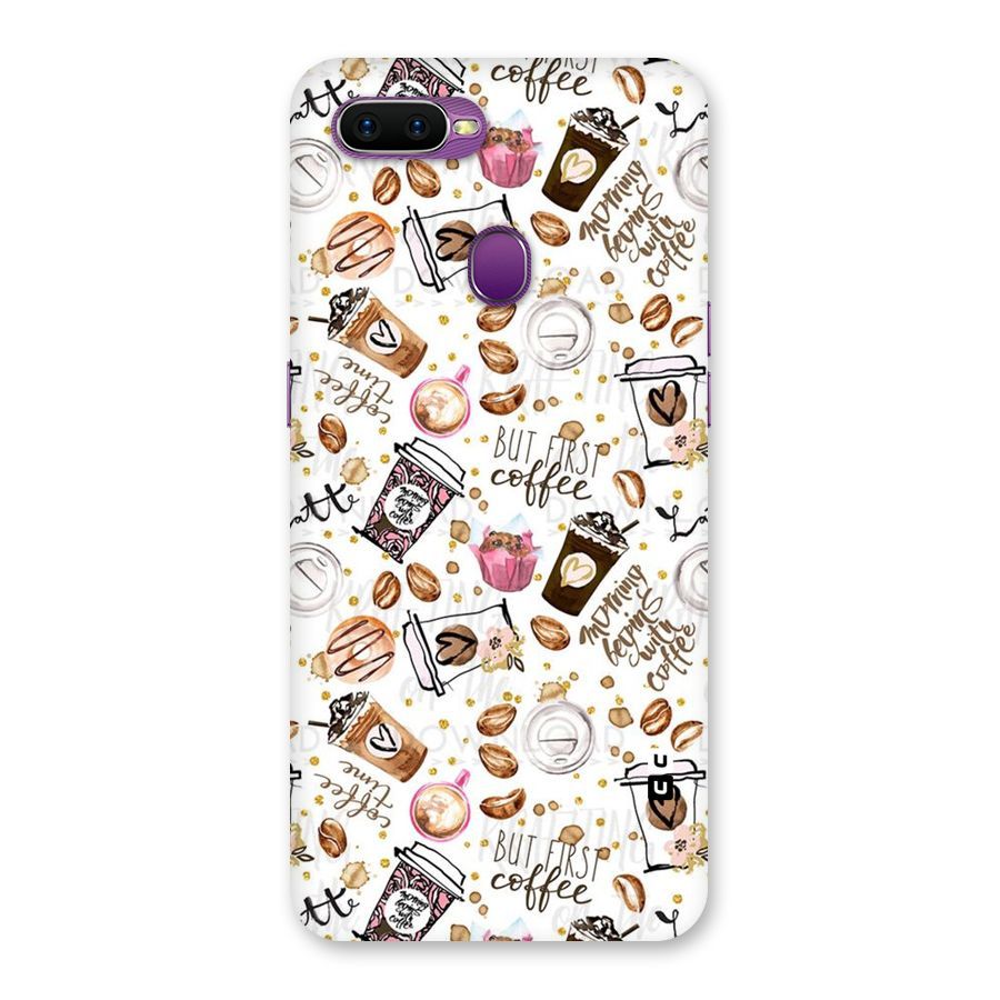Coffee Pattern Back Case for Oppo F9