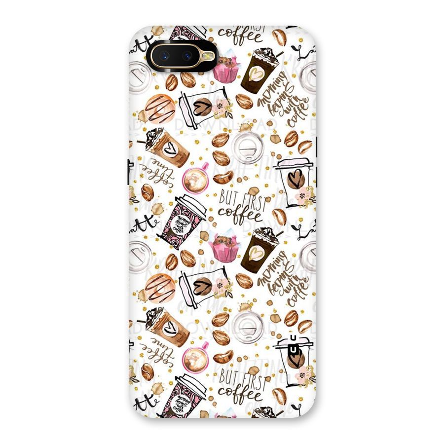 Coffee Pattern Back Case for Oppo K1