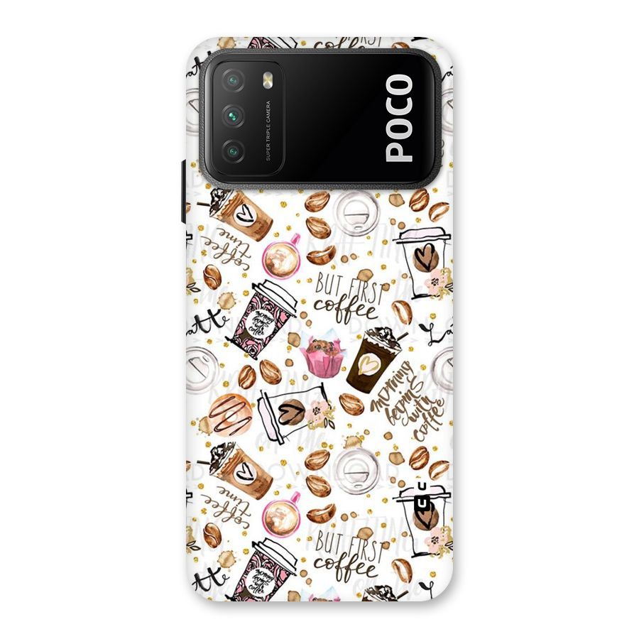 Coffee Pattern Back Case for Poco M3
