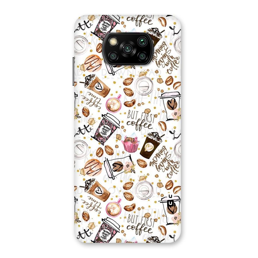 Coffee Pattern Back Case for Poco X3