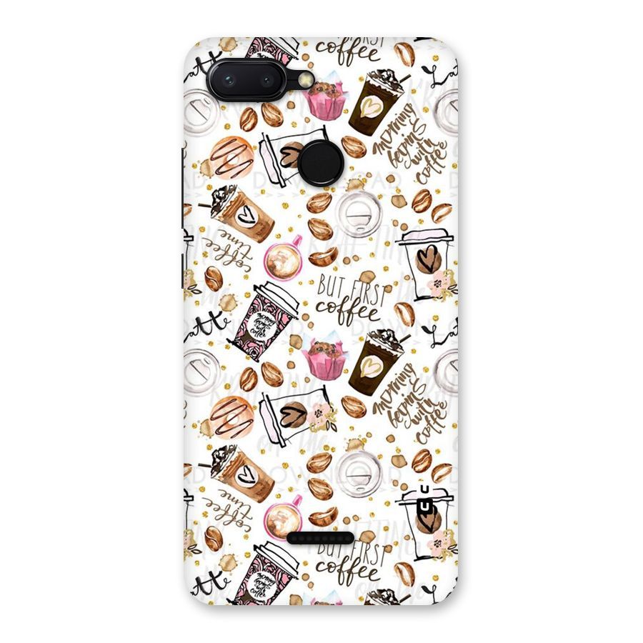 Coffee Pattern Back Case for Redmi 6