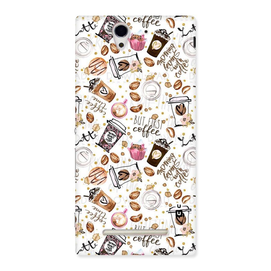 Coffee Pattern Back Case for Sony Xperia C3
