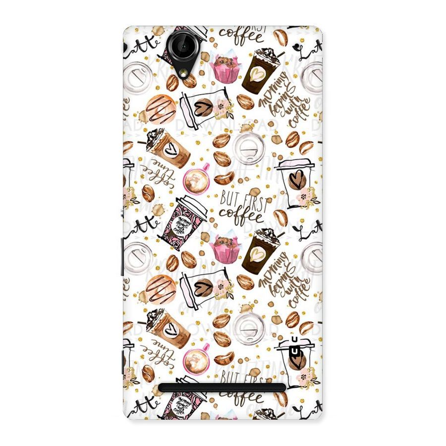 Coffee Pattern Back Case for Sony Xperia T2