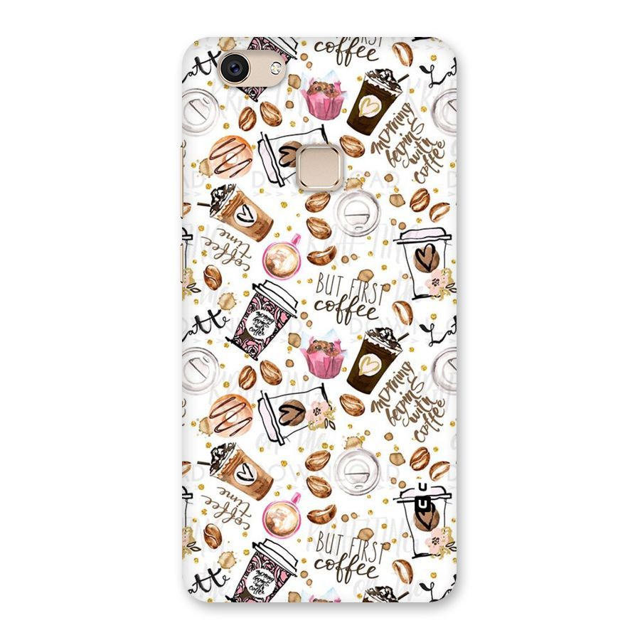 Coffee Pattern Back Case for Vivo V7