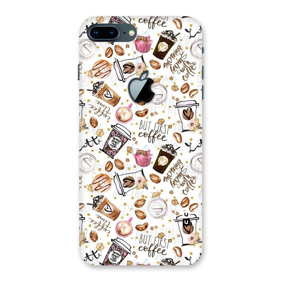 Coffee Pattern Back Case for iPhone 7 Plus Apple Cut
