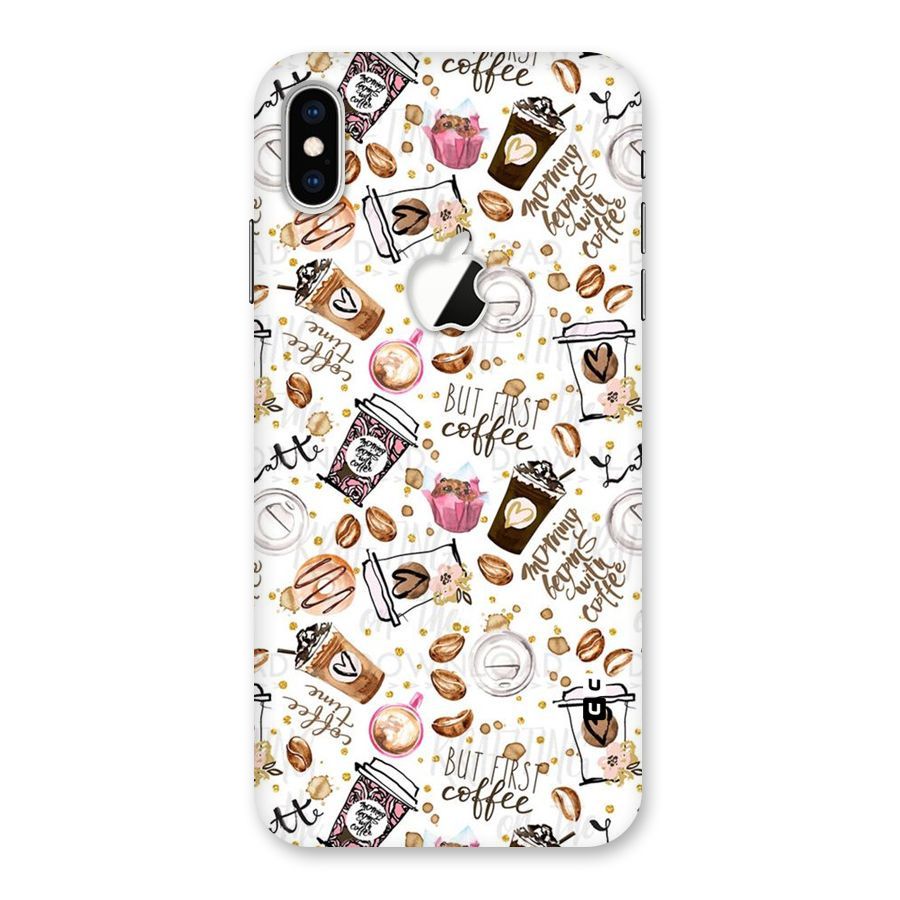 Coffee Pattern Back Case for iPhone XS Max Apple Cut