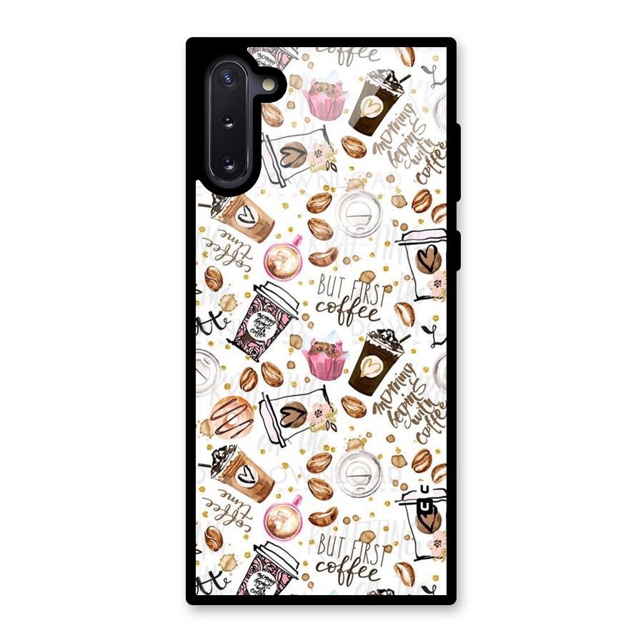 Coffee Pattern Glass Back Case for Galaxy Note 10