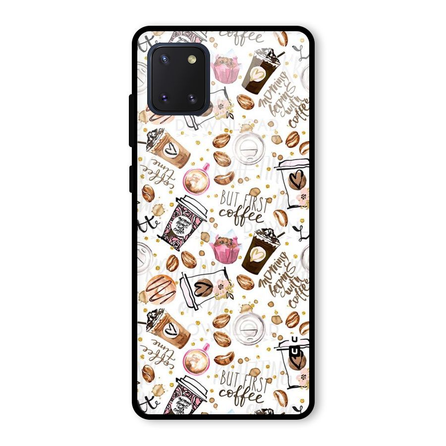Coffee Pattern Glass Back Case for Galaxy Note 10 Lite