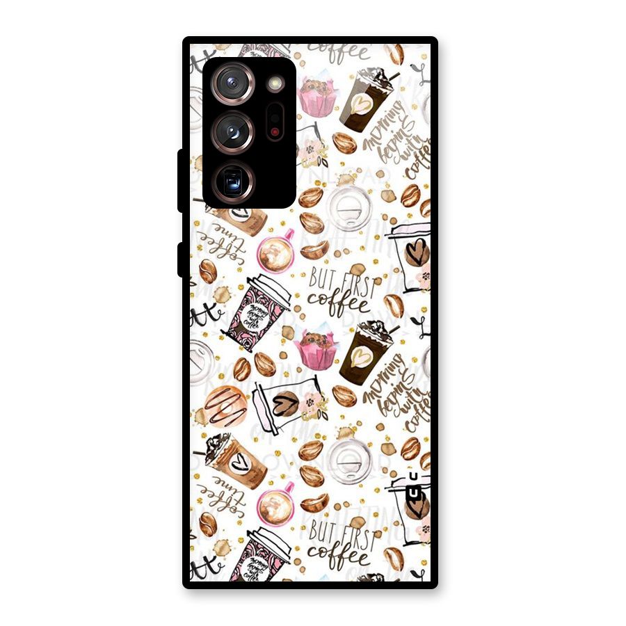 Coffee Pattern Glass Back Case for Galaxy Note 20 Ultra