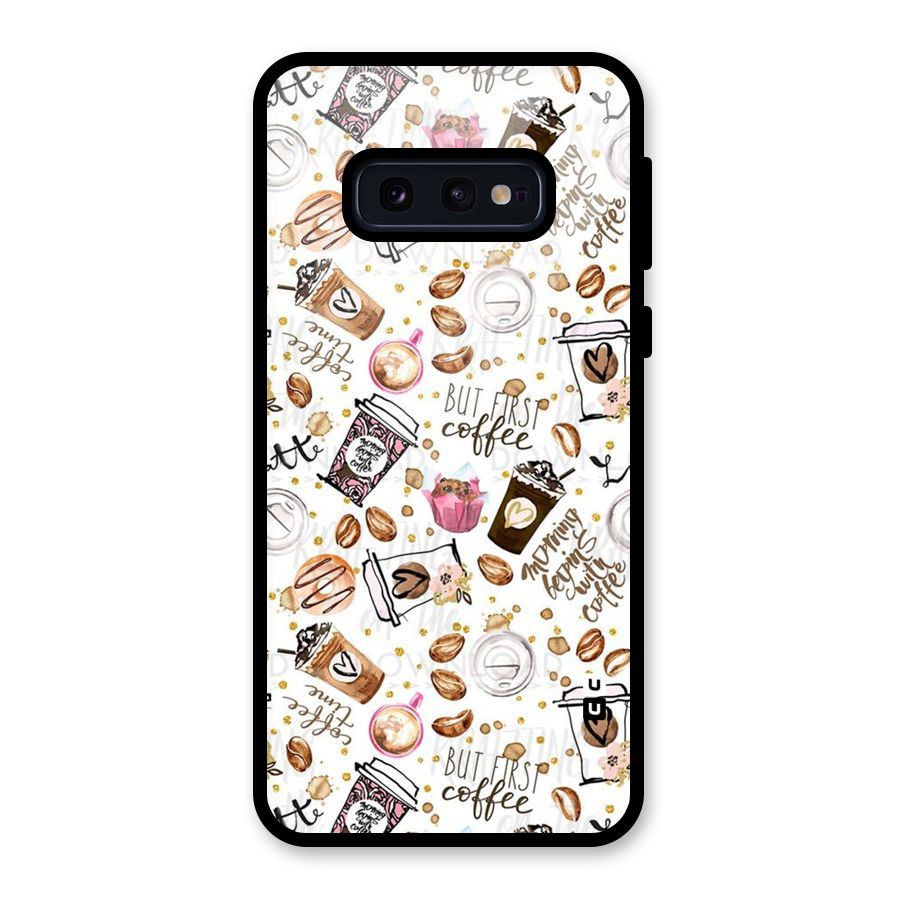 Coffee Pattern Glass Back Case for Galaxy S10e