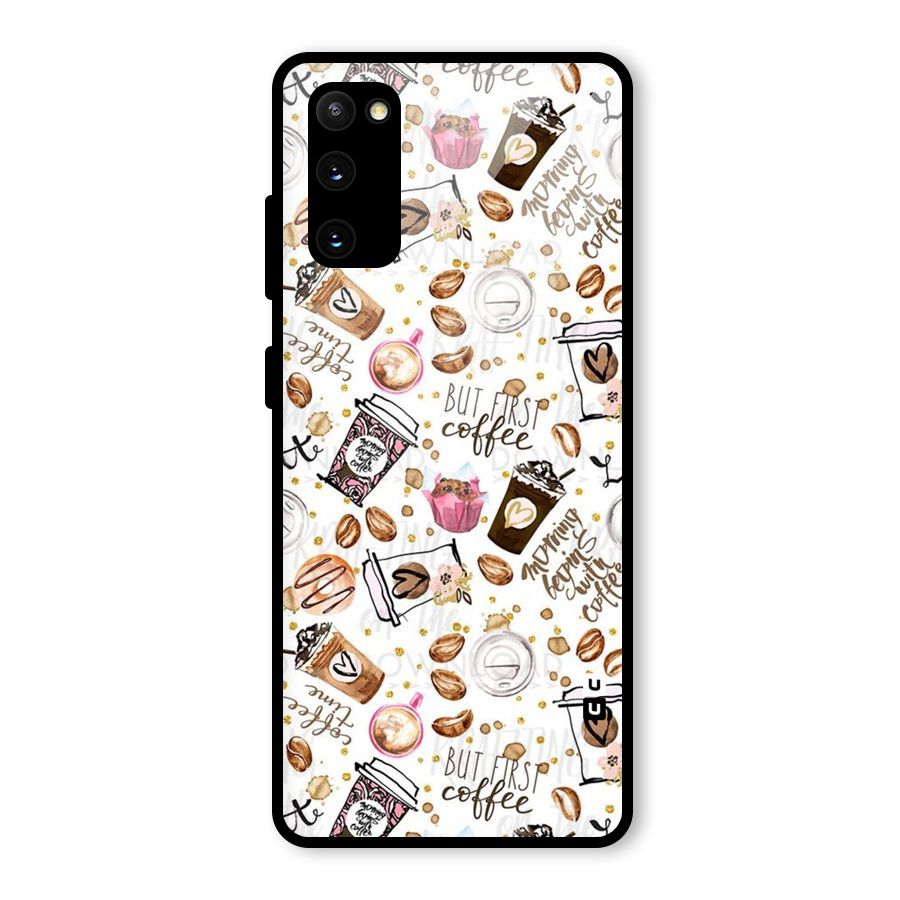 Coffee Pattern Glass Back Case for Galaxy S20 FE 5G