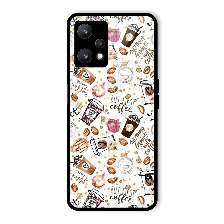 Coffee Pattern Glass Back Case for Realme 9 Pro 5G